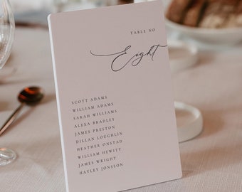 Elegant Wedding Seating Chart Cards, Modern Seating Chart Template, Script Table Assignment Seating, Wedding Table Number, Canva #EJ01