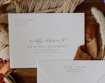 A7 Envelope Addressing Template for Canva, Wedding Envelope Address Template, Minimalist Wedding Envelopes 7.25x5.25 #EJ01