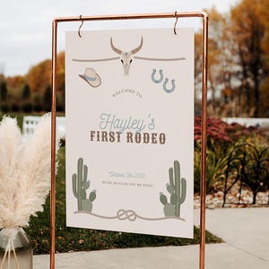 Western Birthday Welcome Sign, 1st Rodeo Birthday Poster, My First Rodeo Sign, Wild West First Birthday Sign, Cowboy Birthday Party #CB093