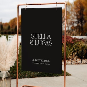 Black and White Wedding Welcome Sign Template, Modern Wedding Reception Sign, Welcome Wedding Sign, Templett #090