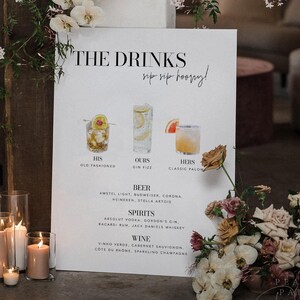 Bar Menu Template, Signature Cocktails Sign Download, Printable Wedding Bar Sign, Modern Sign Signature Drink Sign, Templett #059