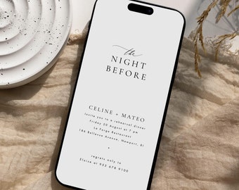 Rehearsal Dinner Invitation Template, Digital Rehearsal Dinner Evite, Electronic Wedding Rehearsal Party Invitation, Templett #CELINE