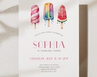 Ice Cream Birthday Invitation Template, Ice Cream Party Invitation, Ice Cream Invitation, Birthday Party Invite, Canva Template #PPE0525