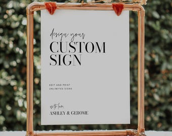 Printable Custom Sign Template, Minimalist Wedding Sign, Modern Wedding Sign, Custom Wedding Sign, Editable Sign, Templett #059 ASHLEY