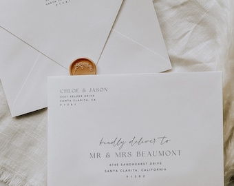 A7 Envelope Addressing Template for Canva, Wedding Envelope Address Template, Minimalist Wedding Envelopes 7.25x5.25 #CJ0604