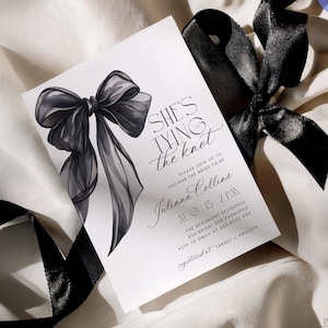 Coquette Bridal Shower Invitation: Black Bow Template (Editable in Canva) #BTK2508