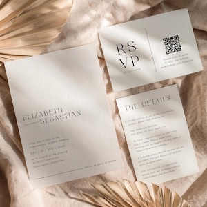 Modern Wedding Invitation Template, Minimalist Wedding Bundle, Elegant Wedding Stationery, Simple Wedding Invitation Set, Templett #097 LIZ