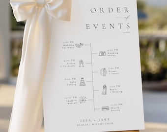 Elegant Order of Events Template, Wedding Timeline Sign, Modern Order of the Day. Printable Order of Events, Digital Template CANVA #ISSA