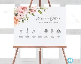 Wedding timeline Template Download Order of Events Sign Floral Wedding Itinerary Sign Timeline Sign wedding sign Printable Templett 17
