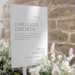 Unplugged ceremonie teken sjabloon, minimalistisch bruiloft welkomstbord, modern Unplugged bruiloft bord, receptie teken, canvas sjabloon #AW01