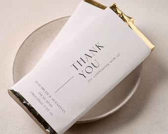 Thank You Chocolate Bar Wrapper Template, Wedding Favor Chocolate Wrapper, Printable Candy Bar Wrapper, Minimalist Wedding Favor #097 LIZ