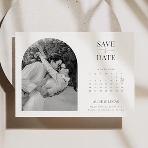 Save the Date Kalender, Save the Dates mit Foto, Bogenhochzeit Save the Date Karten, Templett #54