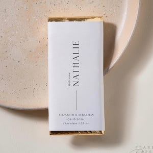 Minimalist Chocolate Bar Wrapper Template, Personalized Wedding Place Card Chocolate Wrapper, Printable Candy Bar Wrapper, Templett #097 LIZ