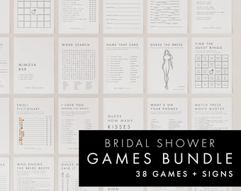 Minimalist Bridal Shower Games Bundle, Printable Shower Game Bundle, Bridal Shower Activity Games, Editable template #B21