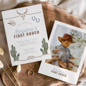 First Rodeo Birthday Invitation Template, Western Birthday Invite, 1st Birthday Invite, Cowboy Birthday Invite, Western Cowboy Invite #CB093