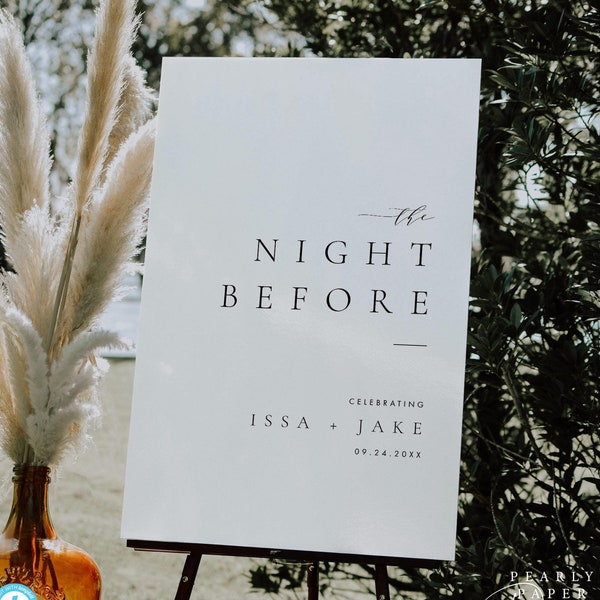 Rehearsal Dinner Welcome Sign Template, Modern The Night Before Sign, Printable Wedding Sign, Wedding Signage Welcome Sign Templett #ISSA