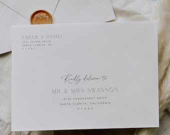 A7 Envelope Addressing Template for Canva, Wedding Envelope Address Template, Minimalist Wedding Envelopes 7.25x5.25 #ED0605