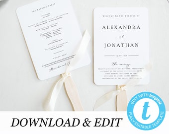 wedding program fan etsy