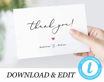 thank you card template with photo templett simple thank you etsy