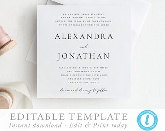 simple invitation etsy