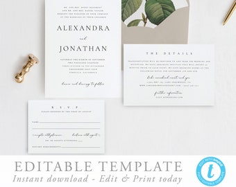 wedding invitations printable etsy