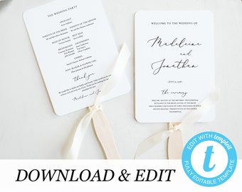 wedding program fan etsy