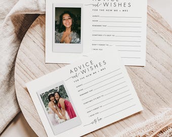 Plantilla minimalista de consejos y deseos de boda para fotos Polaroid de Instax Mini, tarjeta de libro de visitas con fotos, tarjeta de deseos de boda n.° 064