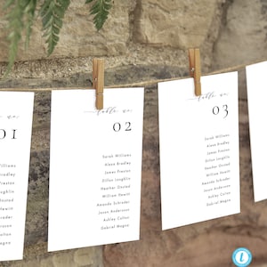 Plantilla de tarjeta de plano de asientos de mesa simple, plantilla de tarjeta de plano de asientos de boda imprimible, plantilla de tarjeta de plano de asientos de mesa #ISSA