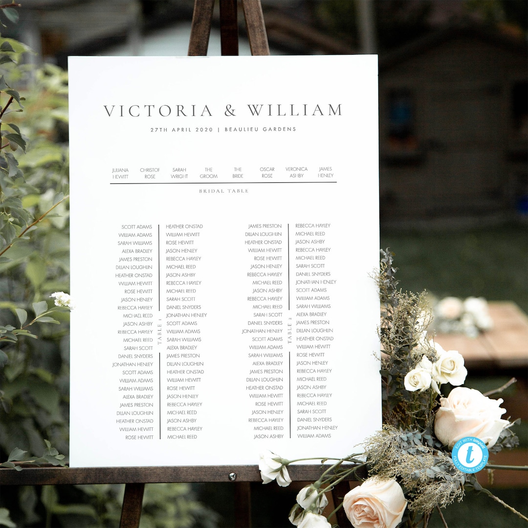 Seating Chart Sign With Long Tables Elegant Seating Template Wedding Seating Chart Sign With Long Tables Elegant Seating Template Wedding