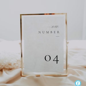 Minimalist Table numbers Template, Wedding table cards Printable Table cards Modern table numbers Templett #36