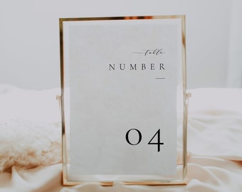 Minimalist Table numbers Template, Wedding table cards Printable Table cards Modern table numbers Templett #36