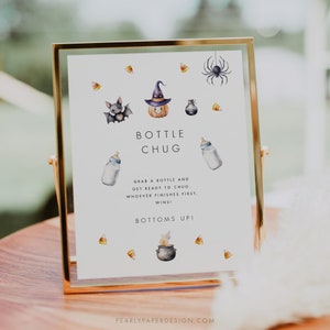 Bottle Chug Game Sign Template, Printable Baby Game Sign, Halloween Baby Shower Drink Game, Fall Baby Shower Game Download, Templett #084
