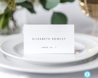 Place card Template Download, Minimalist Wedding Place Cards, Modern Wedding Name Seating card, Editable Place cards, Templett 21