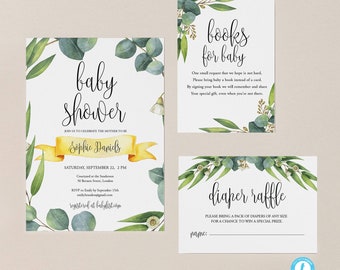 Eucalyptus Baby Shower Invitation Template Download Baby Shower Invite Greenery Baby Shower Baby Girl Printable Baby Shower