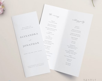 Vikbart program för vigselceremoni Enkel programmallhäfte Elegant redigerbart program för bröllopsceremoni Templatett #10