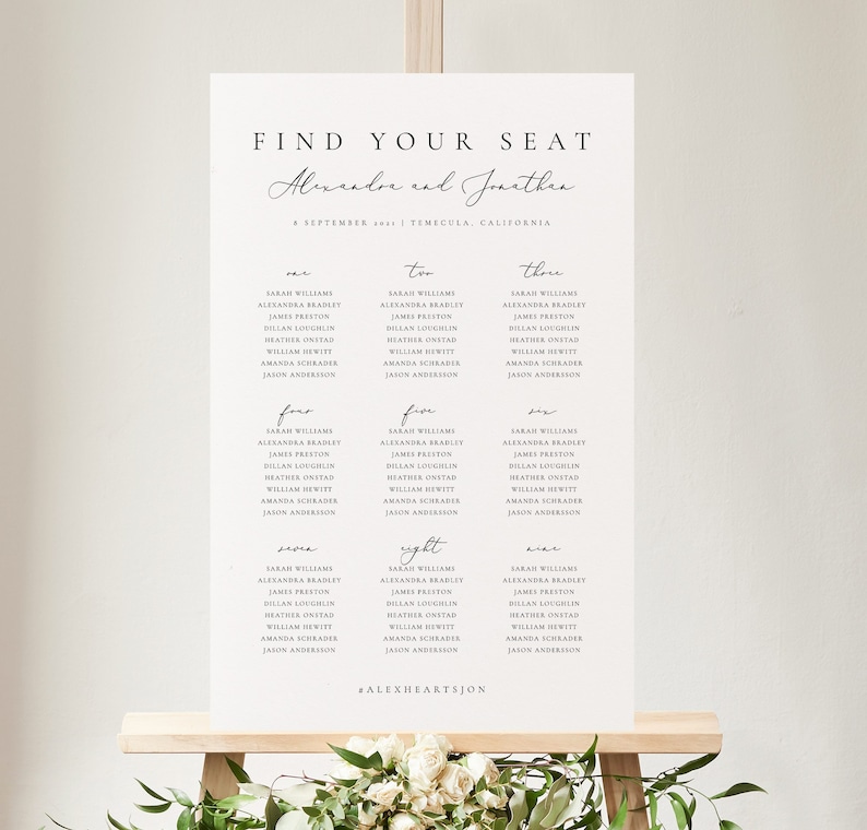 Small Wedding seating chart template Minimalist Seating Plan Printable Seating Plan Editable Sign Templett 10 image 3