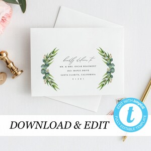 Envelope Template, Printable Wedding Envelope Templett, address template, Rustic, Instant Download, DIY envelope, Editable envelope
