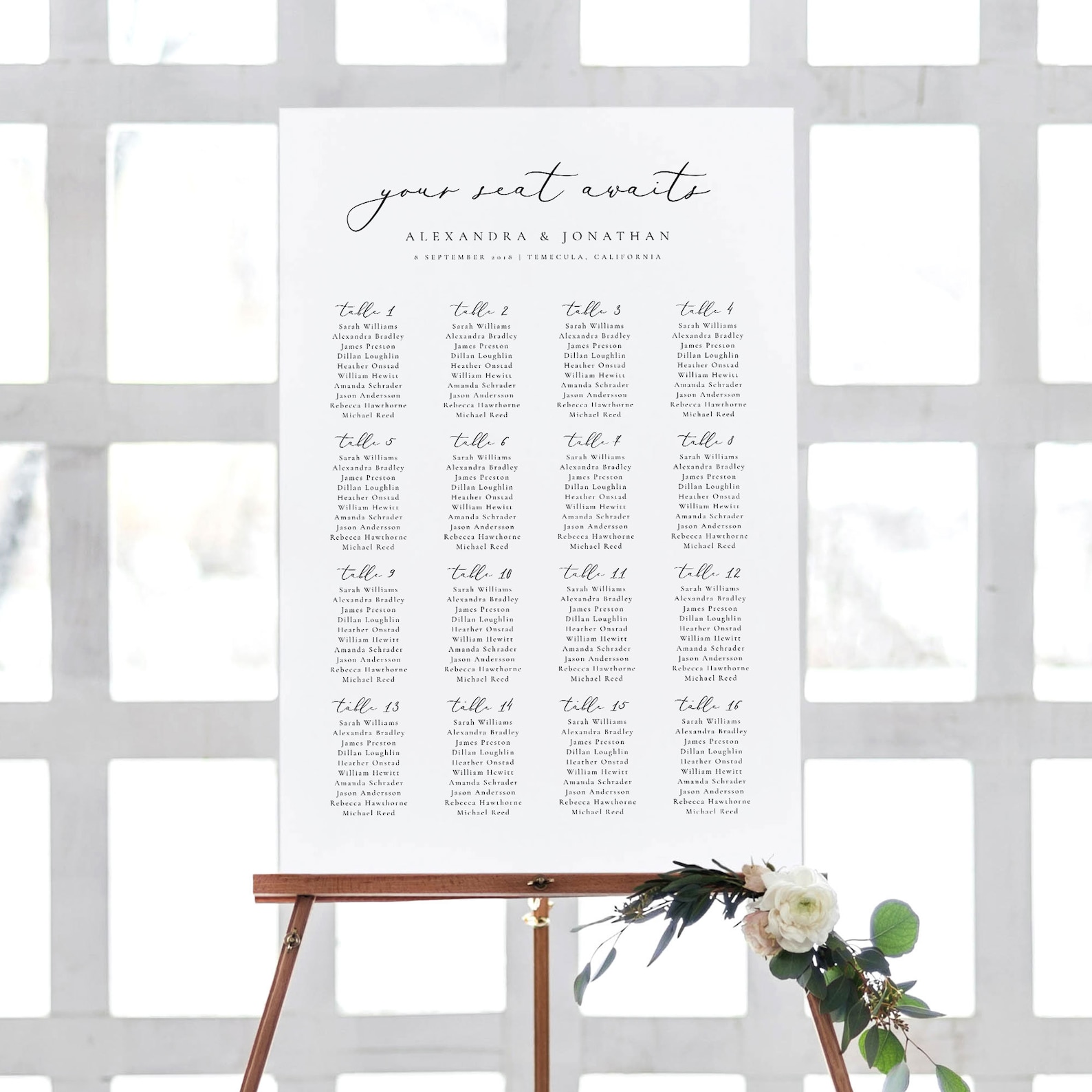 Table Seating Chart Template Editable Seating Elegant Wedding - Etsy