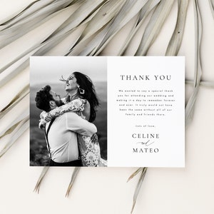 Wedding Thank You card template Digital Download, Printable Modern Thank you card with Photo Templett 45 image 3