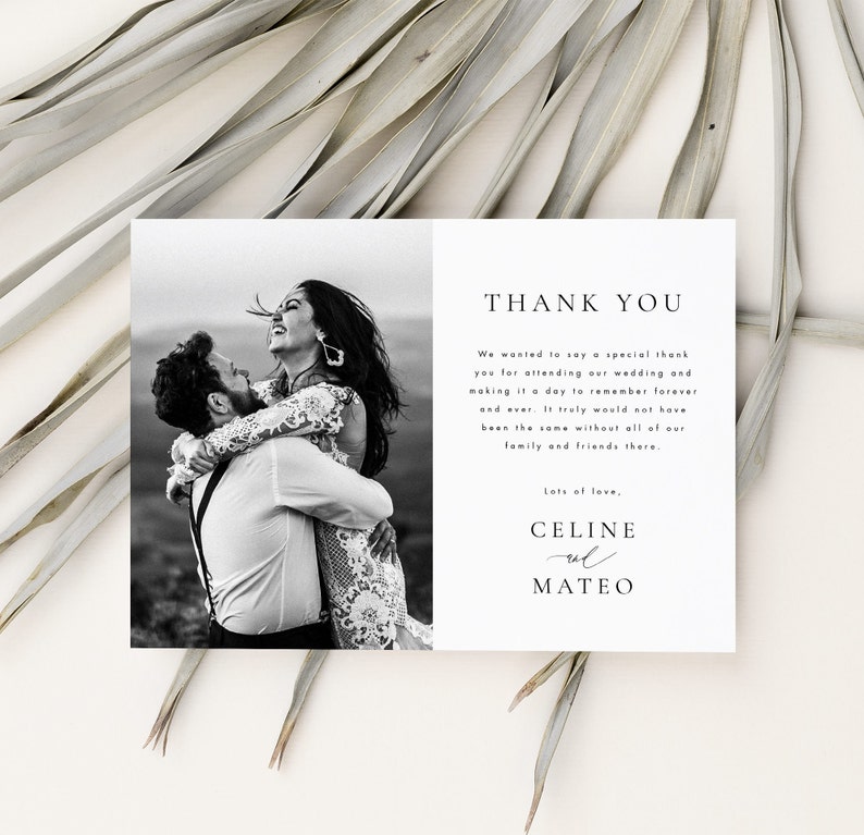 Wedding Thank You card template Digital Download, Printable Modern Thank you card with Photo Templett 45 image 3