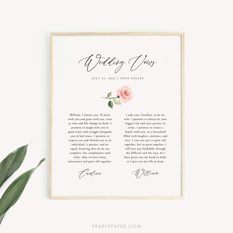 Printable Wedding Vows Template Download Anniversary Gift | Etsy