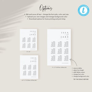 Small Wedding seating chart template Elegant Seating Plan Printable Seating Plan Editable Sign Templett 36 image 5
