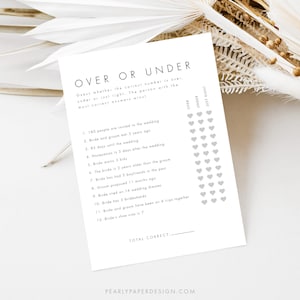 Over or Under Bridal Shower Game Template, Bridal Game Template ...