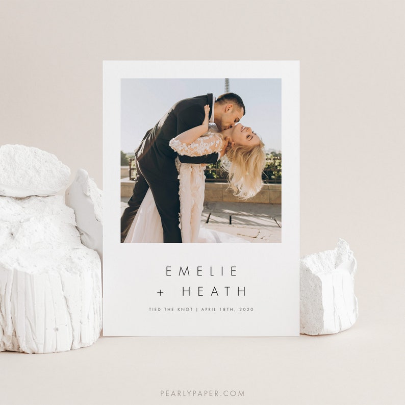 Minimalist Elopement Announcement Template Download Printable We got married Card We tied the knot #32