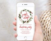Digital Christmas Party Invitation Template, Electronic Jingle and Mingle Invite, Text message Holiday Party E-vite