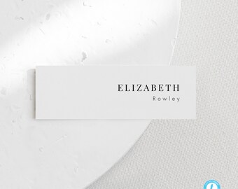 Plantilla minimalista para tarjetas de lugar (descarga), etiquetas para tarjetas de lugar, etiquetas para tarjetas de identificación, tarjetas de asiento modernas, tarjetas de lugar editables, Templett 24