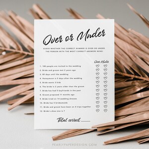 Over or Under Bridal Shower Game Template, Bridal Game Template ...