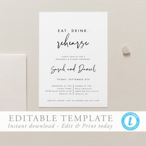 Wedding Rehearsal Dinner Template Modern Wedding DIY Dinner Rehearsal Invitation Rehearsal Invite The night before 16