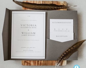 Elegant Pocket Wedding Invitation Template Download Minimal Wedding Invite Template Templett 14