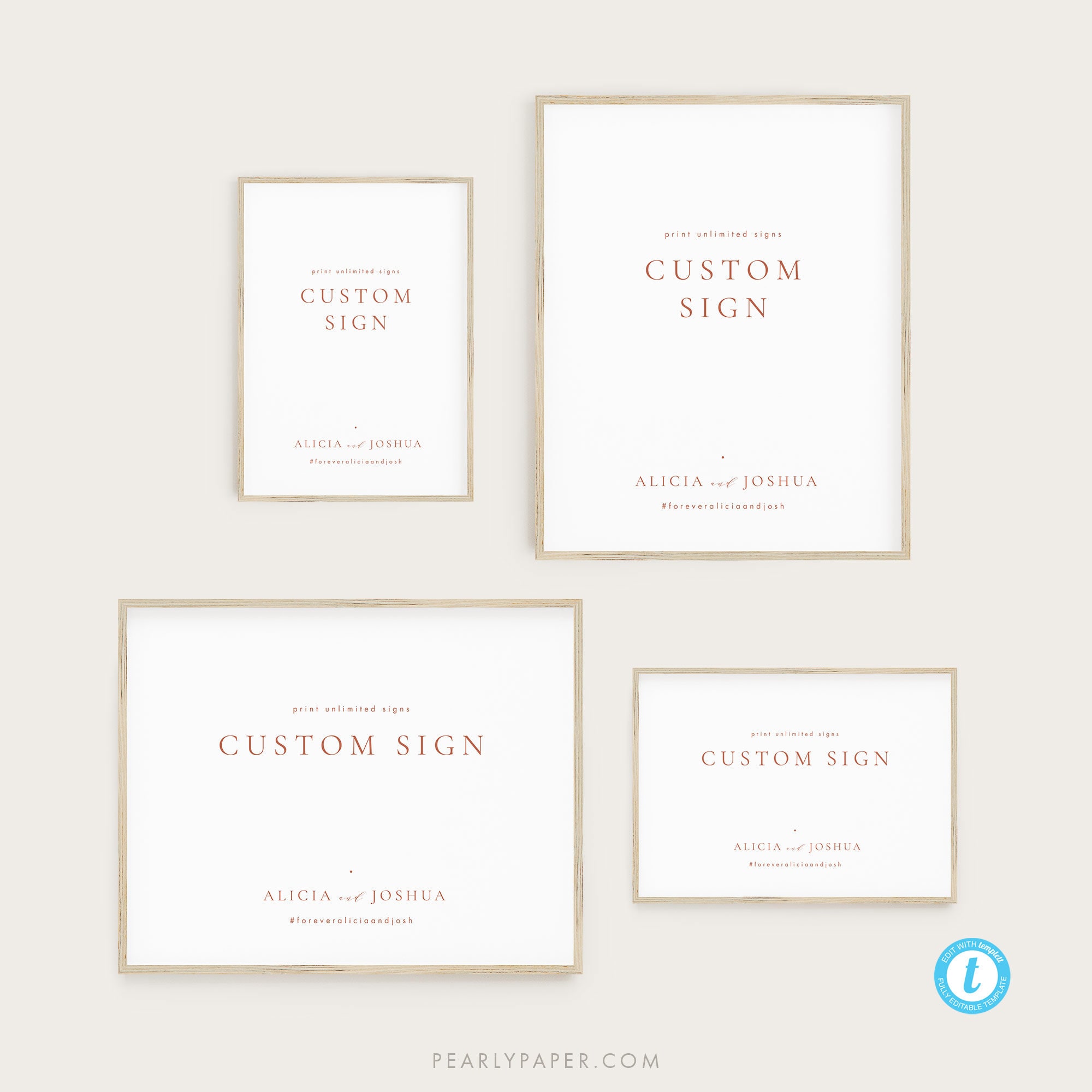 Printable Custom Sign Template Simple Wedding Sign Printable Burnt ...